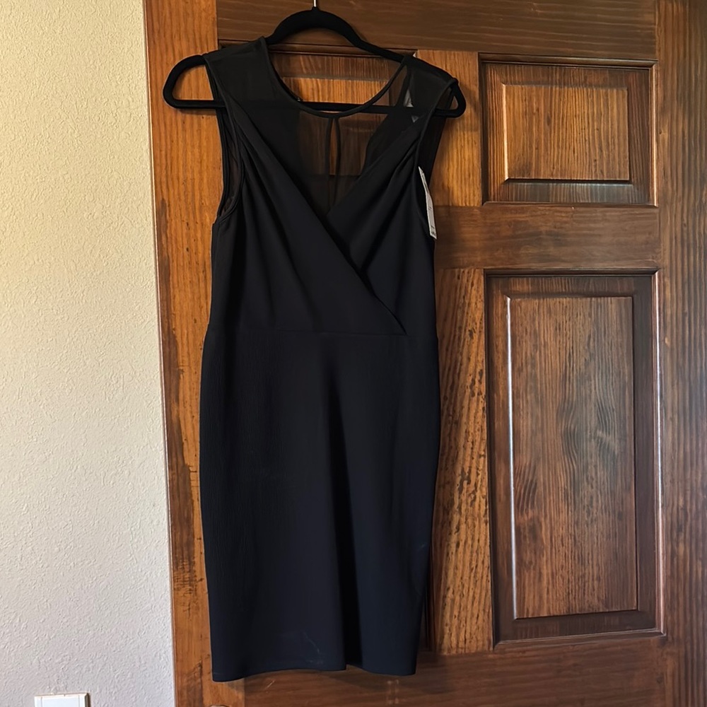 BCBGeneration Black Sheath Midi Dress V-Neck Sleeveless